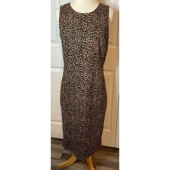 J Crew Leopard Animal Print Classic Sheath Knee Length Dress Size 6 - Picture 1 of 5